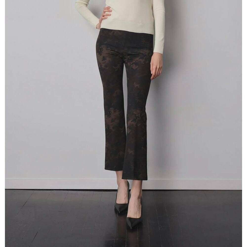 Avenue Montaigne Leo Freedom Camo High Rise Pull On Ankle Cropped Flare Pants 8